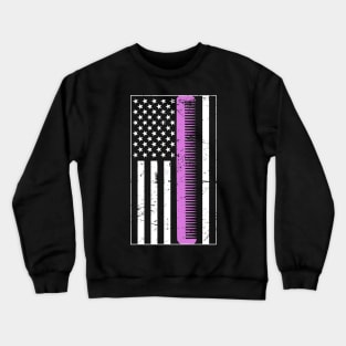 Retro Distressed Hair Stylist American Flag Crewneck Sweatshirt